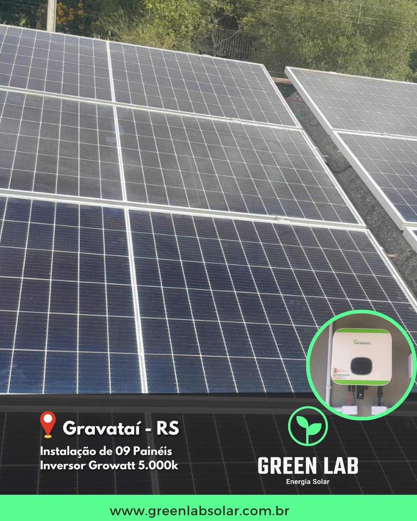 Instalação de 9 painéis solares em Gravataí, realizada pela Green Lab Solar
